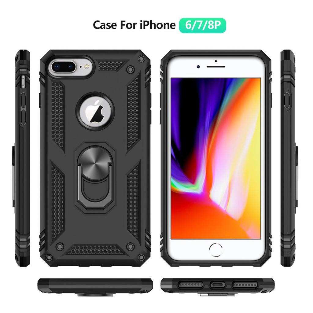 Ốp lưng cho iPhone 6 Plus 6s Plus 7 Plus 8 Plus chống sốc 2 lớp kèm nhẫn iring làm giá đỡ