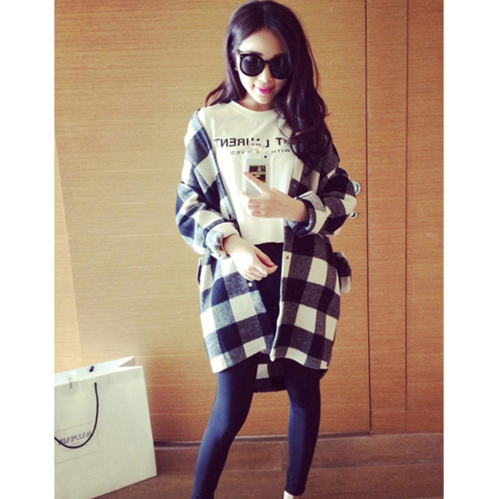 Áo sơ mi dài, áo khoác cardigan nữ dáng dài kẻ caro trẻ trung LAHstore