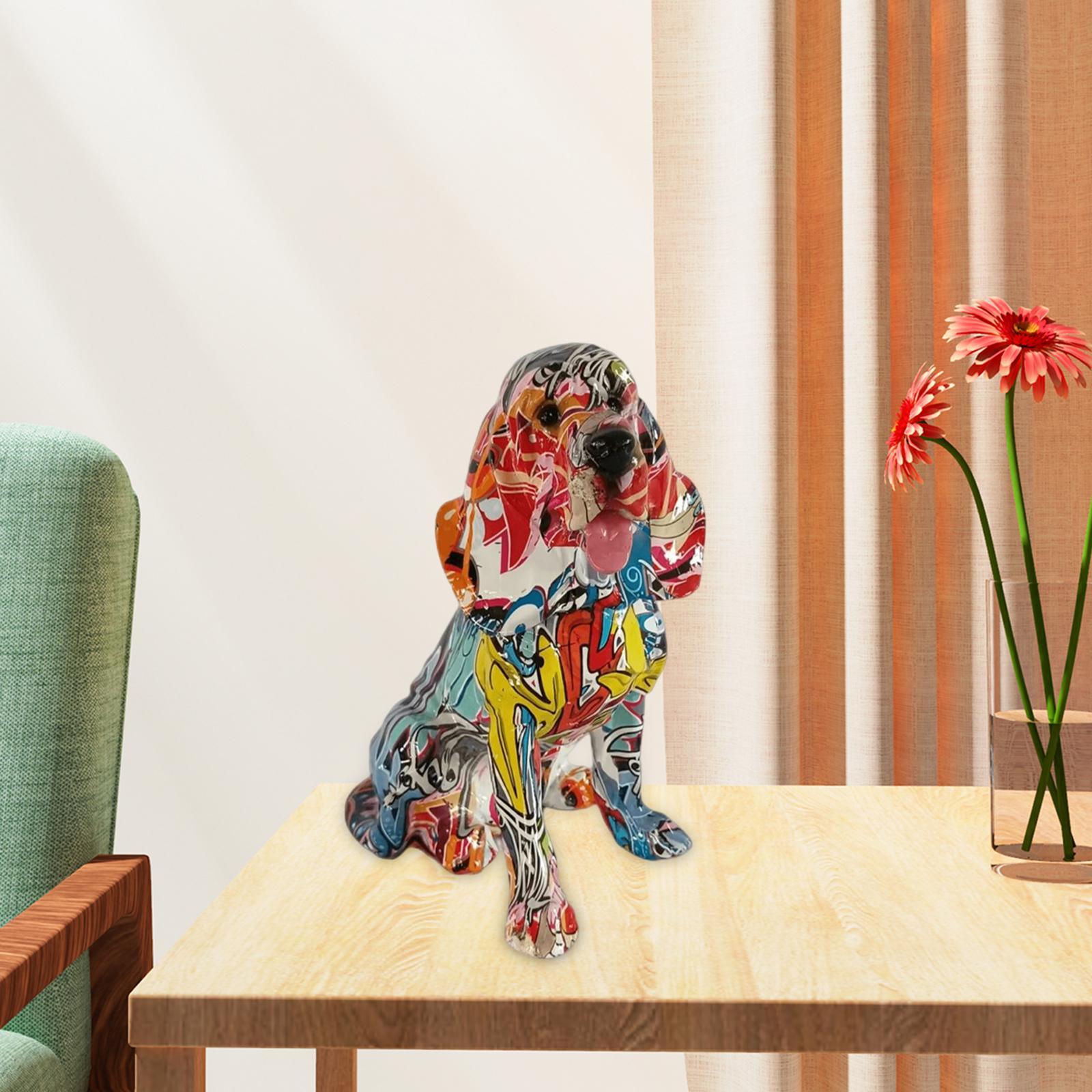 Colorful Dog Statue Animal Figure Home Decor Dog Graffiti Figurine Sculpture