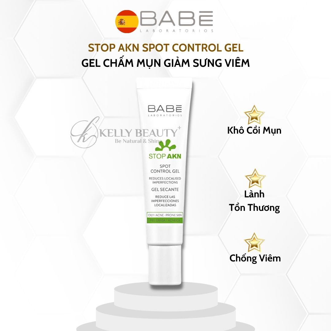 Chấm Mụn BABE Spot Control Gel - Giảm Viêm, Khô Cồi, Đẩy Nhân Mụn; Hỗ Trợ Lành Vết Thương - Kelly Beauty
