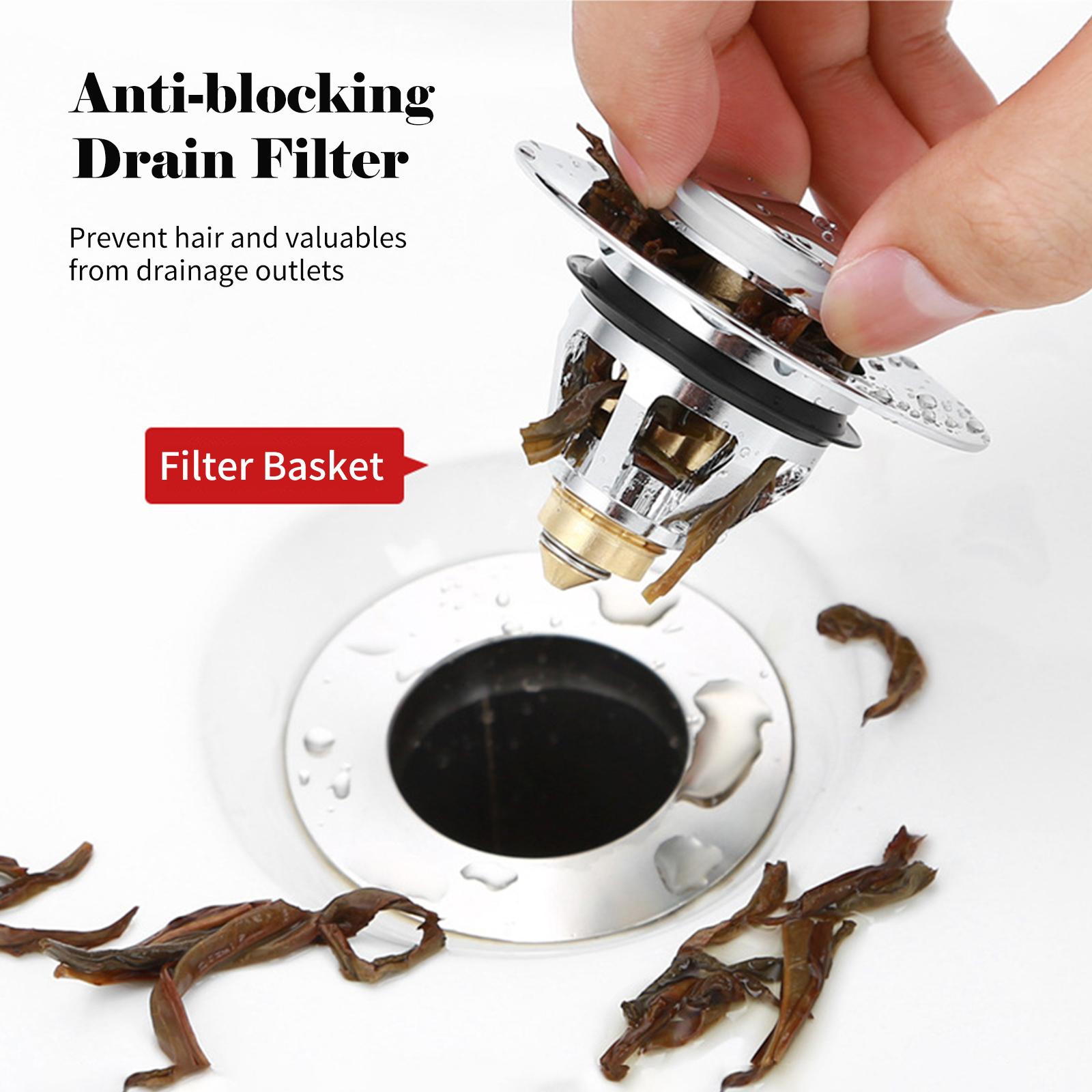 Nút lọc chìm có thể bật lên bồn rửa mặt lavabo nhà tắm bằng thép không gỉ, ngăn tóc và vật thể lạ, thoát nước