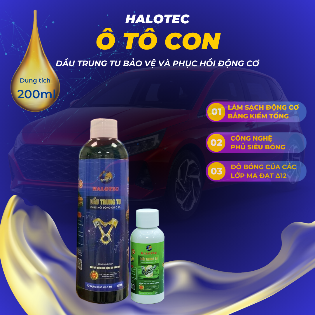 Halotec (xe con 200ml) Dầu Trung Tu Động Cơ, Tặng Lọ Buồng Đốt 50ml