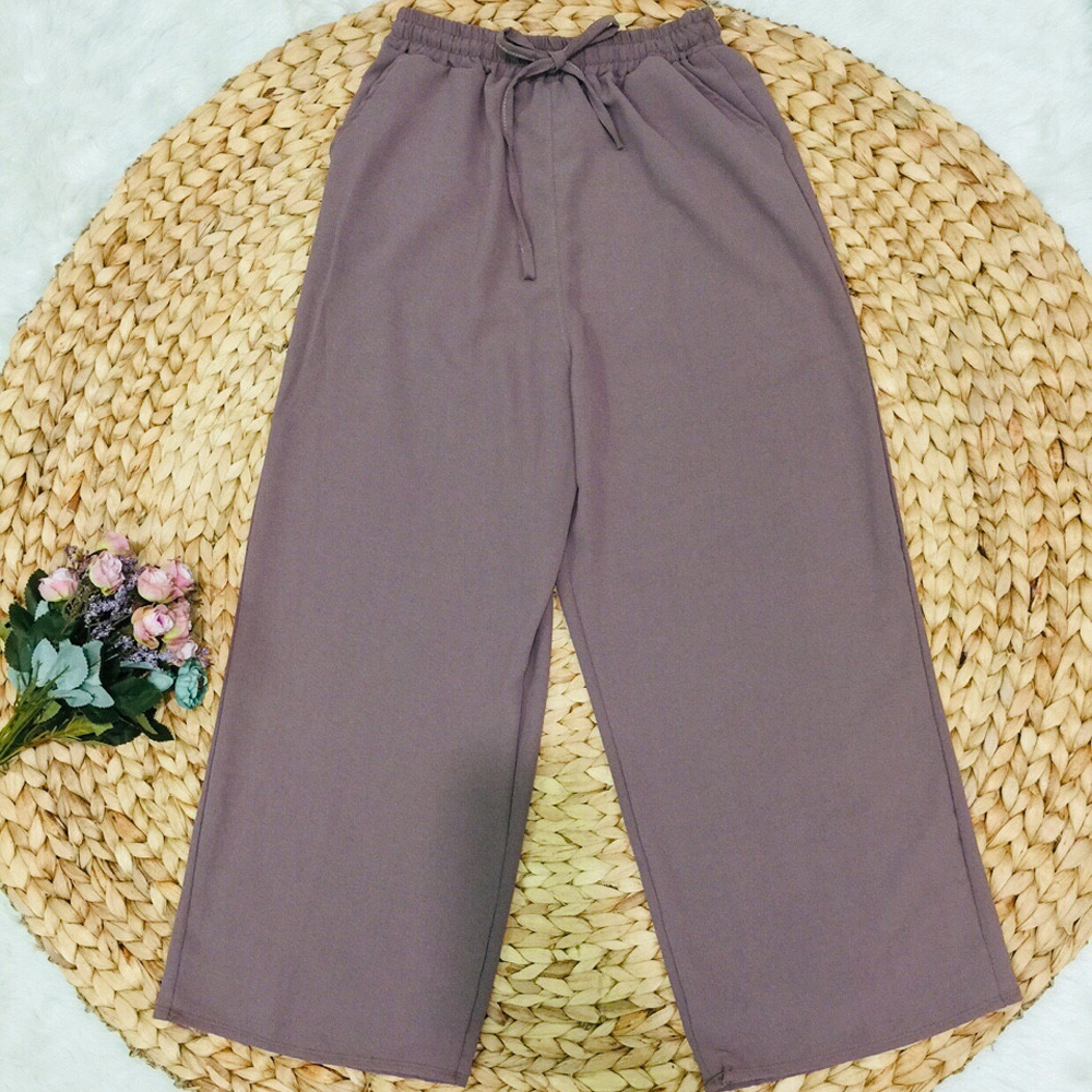 Quần Ống Suông Màu Trơn