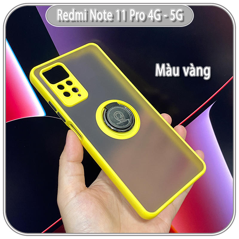 Ốp lưng cho Xiaomi Redmi Note 11 Pro 4G 5G nhám iRing che camera viền màu