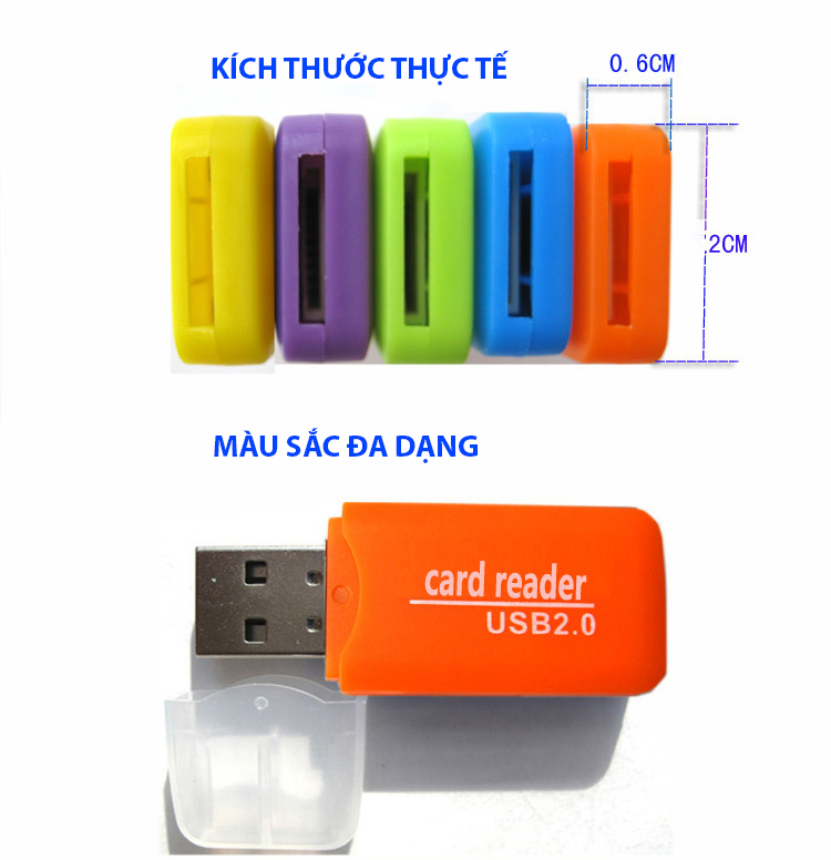 Đầu đọc thẻ nhớ  USB 2.0 tốc độ cao dành cho mọi hệ điều hành