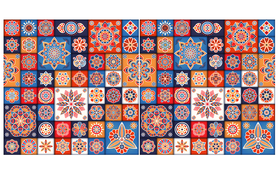 Decal gạch bông - Set 2 ô 60x60 - KT 60x120cm - Ms: KT17