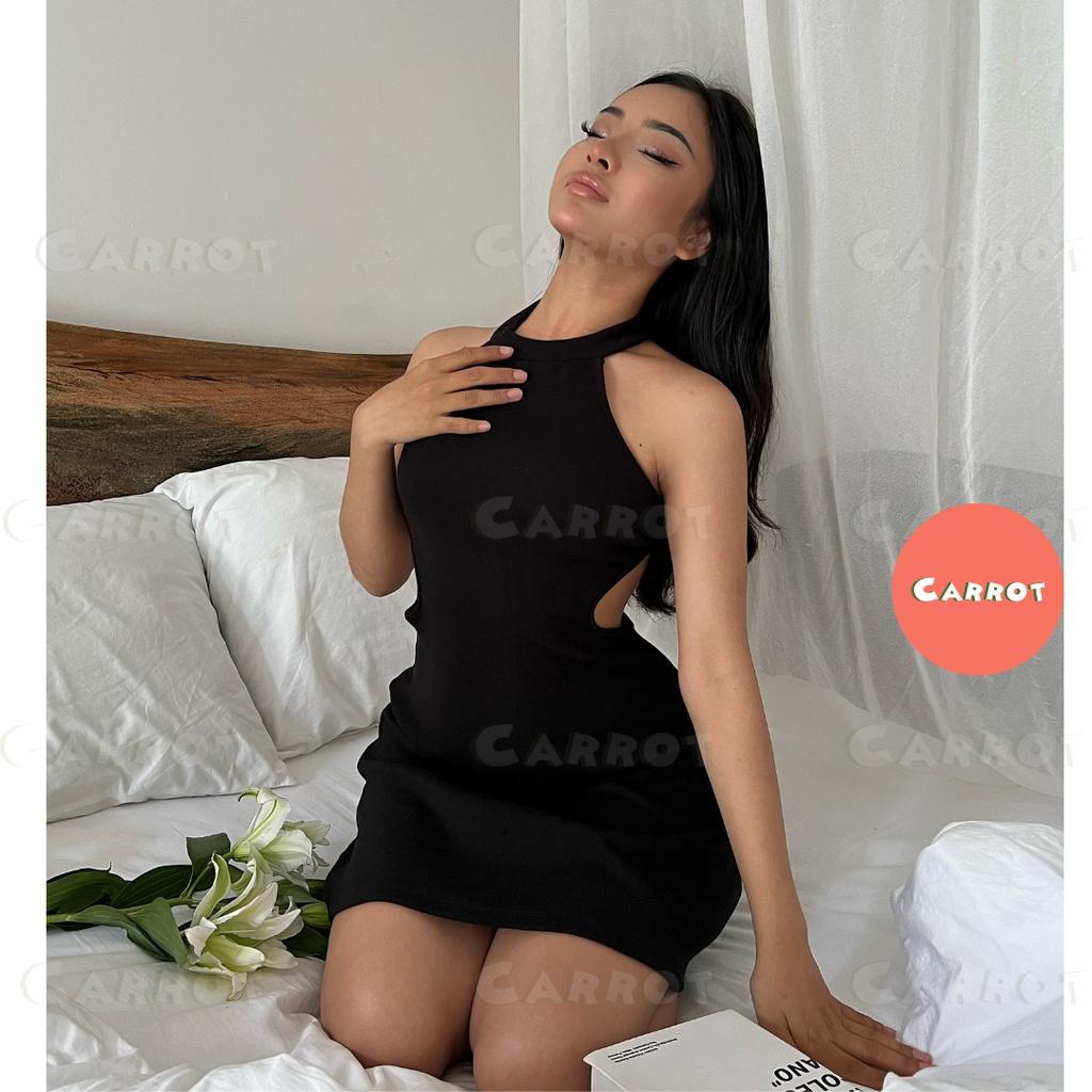 Đầm body sexy thiết kế có mút tôn dáng gợi cảm phối cổ yếm váy nữ ngắn carrotxinhdep đi tiệc đi dạo phố (73)