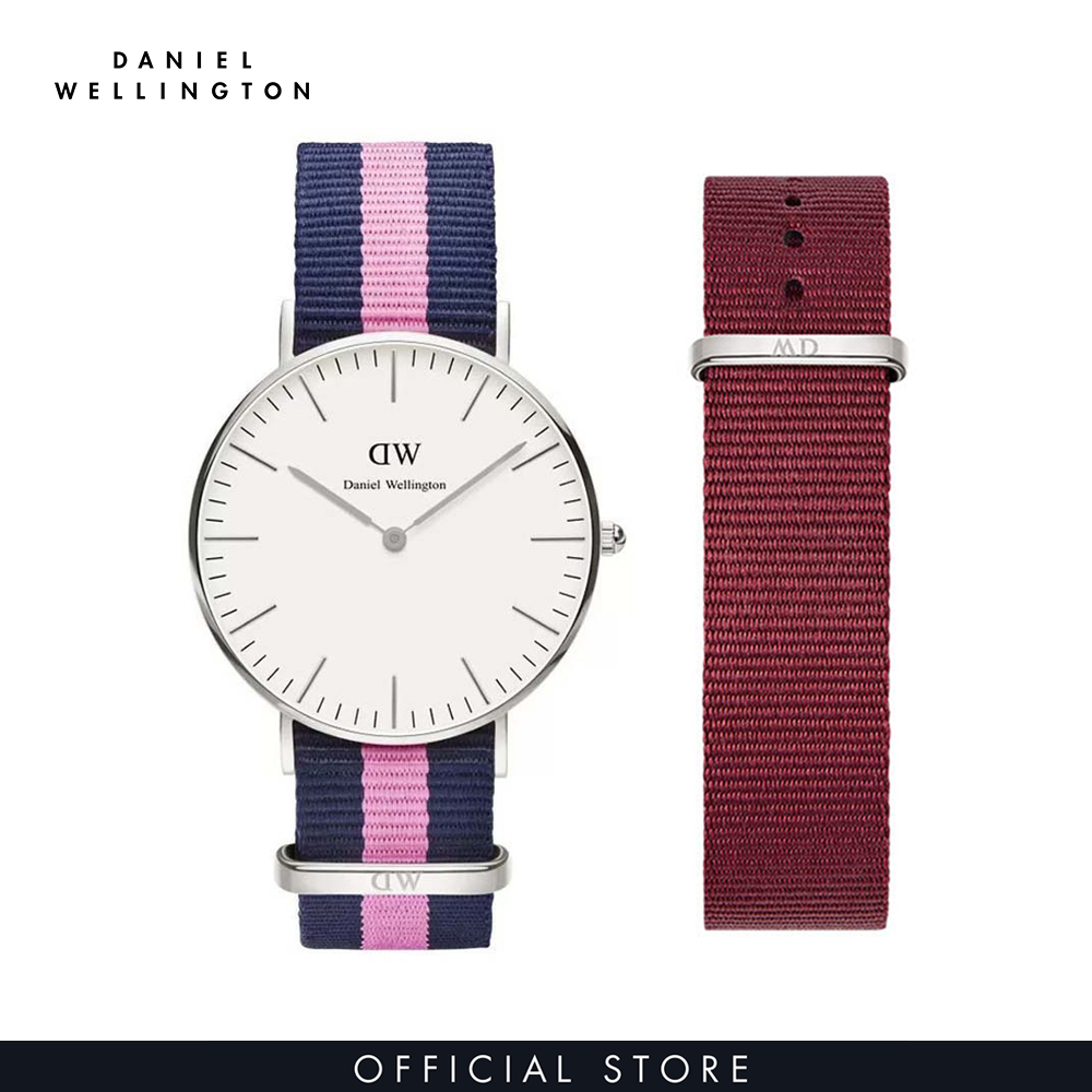 Combo Gift Nữ Daniel Wellington Đồng hồ Classic Winchester  DW00100049 + Dây vải nato đồng hồ Classic DW00200212