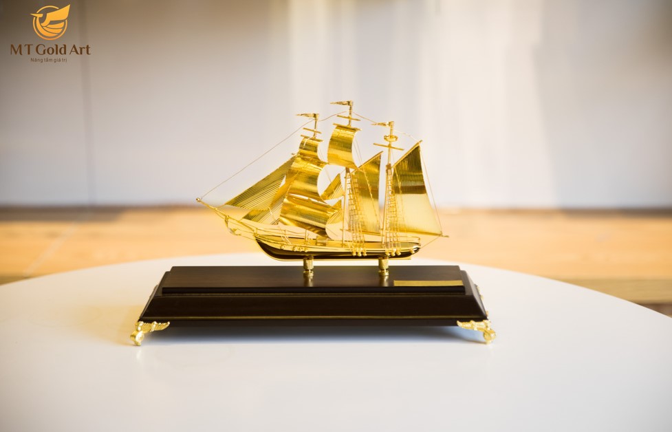 Mô hìnnh thuyền mạ vàng MT Gold Art M03- Hàng chính hãng, trang trí nhà cửa, phòng làm việc, quà tặng sếp, đối tác, khách hàng, tân gia, khai trương