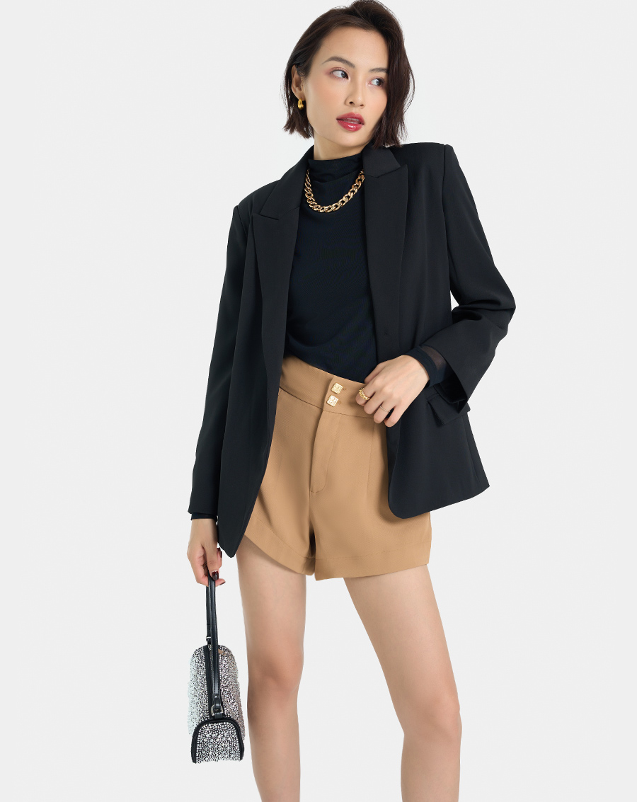 Áo Khoác Nữ Thời Trang JUNO Blazer Dáng Suông Dài JNKHC011