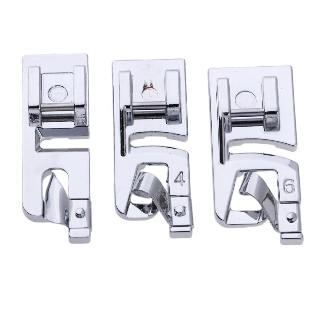 2-3pack 3pcs 3mm 4mm 6mm Narrow Rolled Hem Sewing Machine Presser Foot