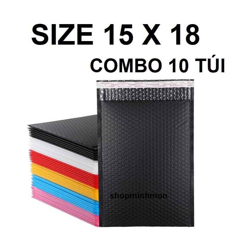 Combo 10 túi gói hàng niêm phong lót bóng khí chống sốc 15x18+4 cm