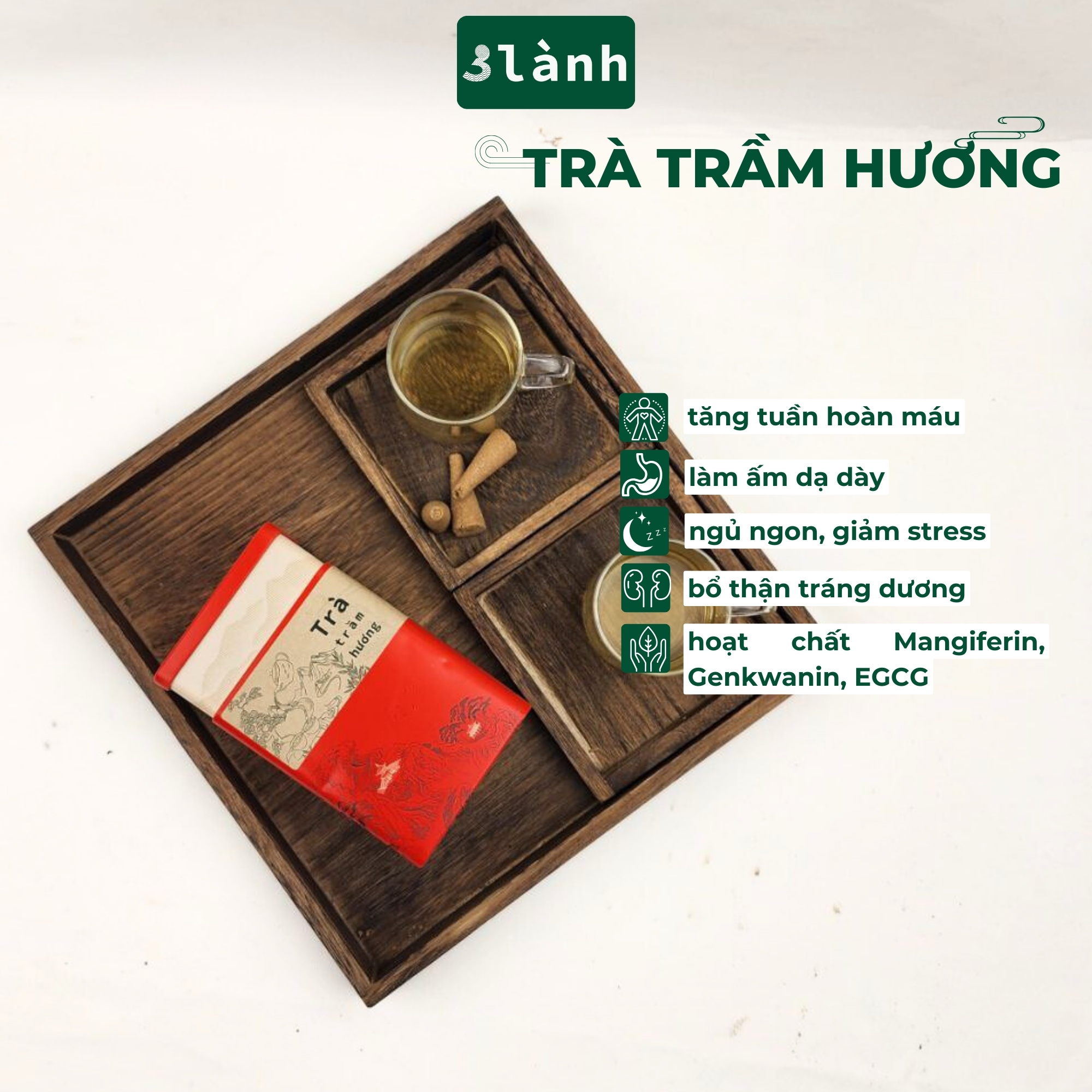 Trà Trầm Hương Dạng Lá Hộp 50gr 3 Lành Hoàn Toàn Từ Lá Dó Bầu Ngủ Ngon Giảm Stress