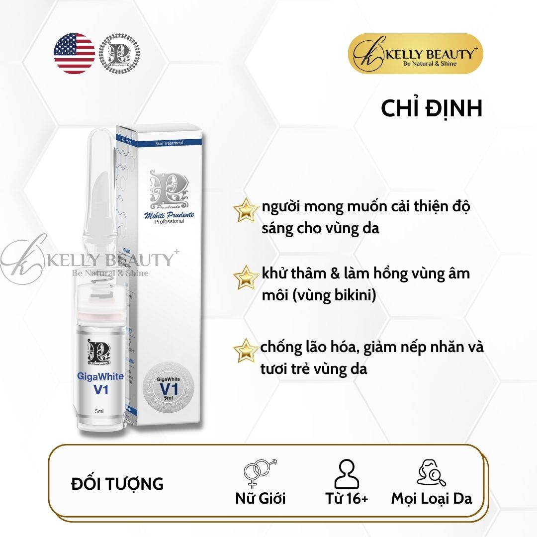 Kem Dưỡng Mibiti Prudente Gigawhite V1 - Khử Thâm, Dưỡng Hồng Cô Bé; Trẻ Hóa Và Giảm Nếp Nhăn - Kelly Beauty