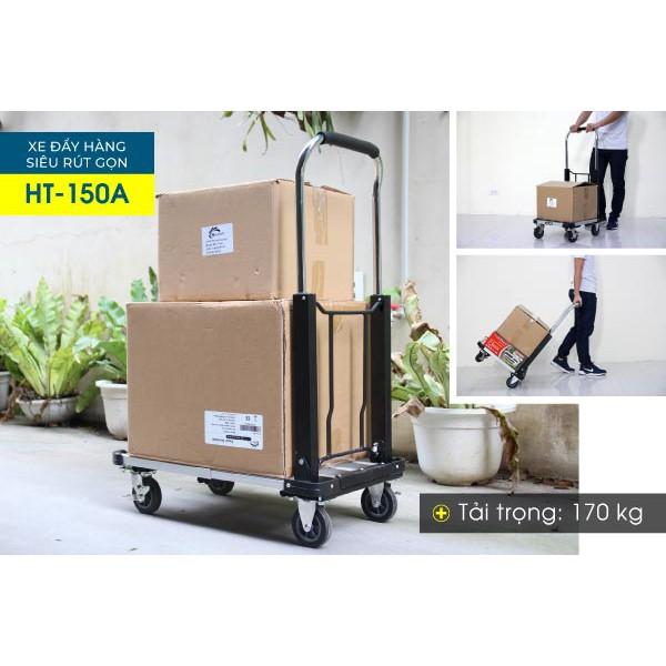 Xe đẩy hàng siêu rút gọn Ad.vin.deq HT-150A - Tải 150kg, xe kéo có thể dài sàn xe, bánh có khoá và cực khoẻ