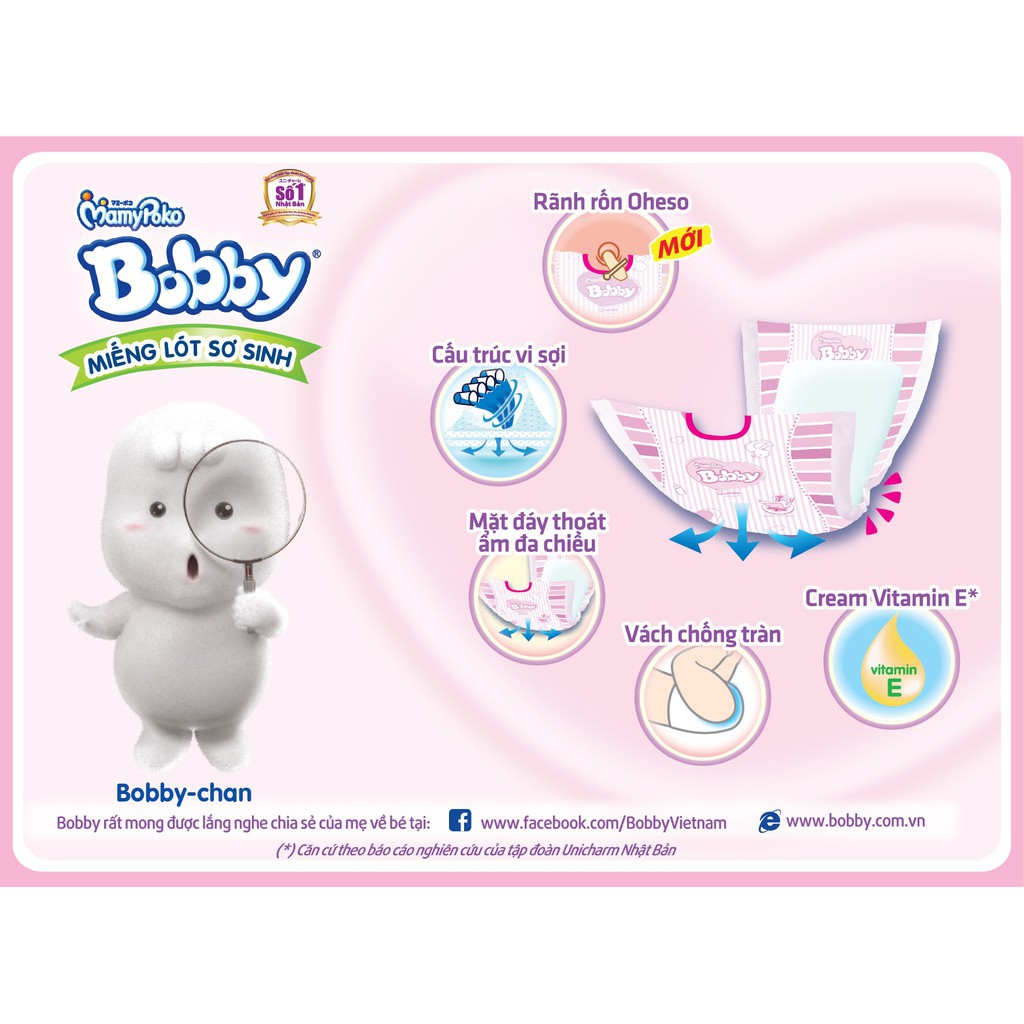 Tã Giấy Newborn 2 Bobby 40 Miếng/ 60 Miếng