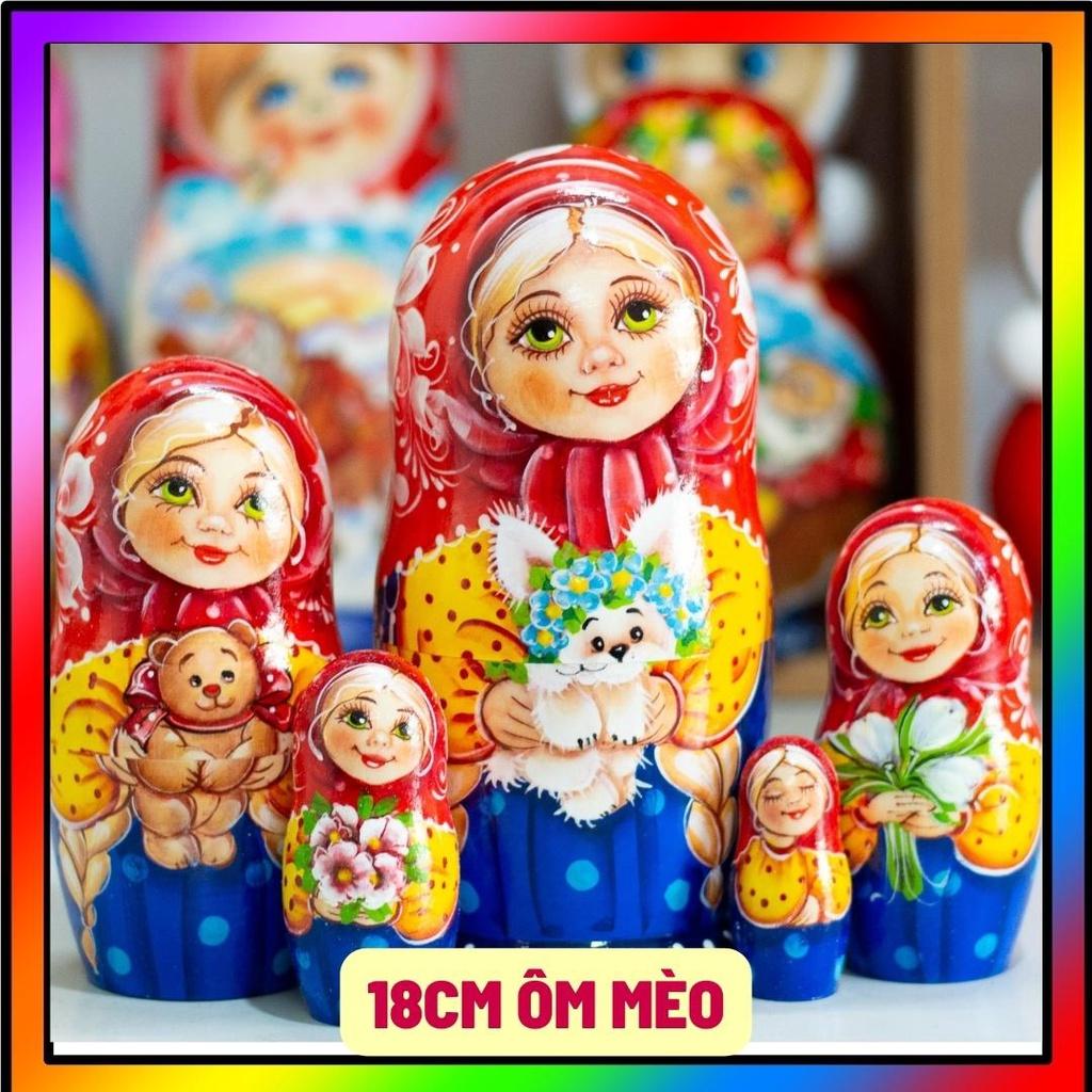 BỘ BÚP BÊ NGA MATRYOSHKA 5 LỚP 18CM "MISA ÔM THÚ CƯNG" CỰC ĐẸP VÀ DỄ THƯƠNG