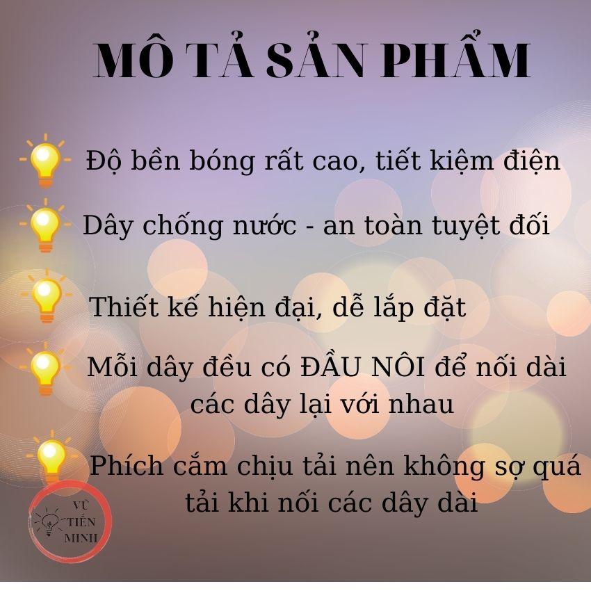 Dây đèn trang trí ngoài trời chống nước 5M 10 đui (đuôi) - đui E27 có thể nối dài với nhau kèm bóng 3W