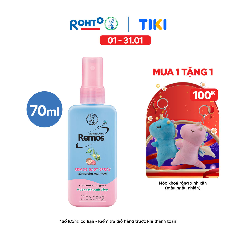 Dung dịch chống muỗi cho bé từ 6 tháng tuổi Remos dạng phun sương hương khuynh diệp 70ml