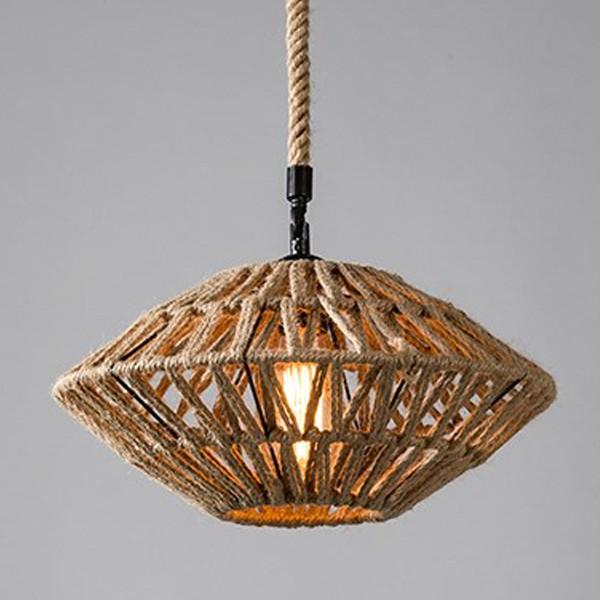 Đèn thả trang trí dây thừng đan hình đĩa bay độc đáo - Tặng kèm bóng led edison