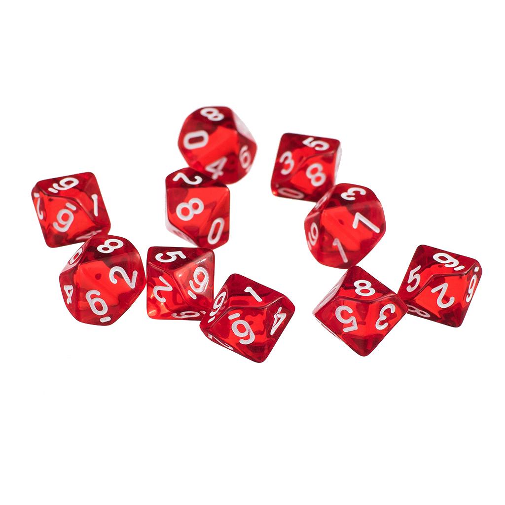 20 Pieces D10 Polyhedral Dice for Dungeons and Dragons Games Red+Blue