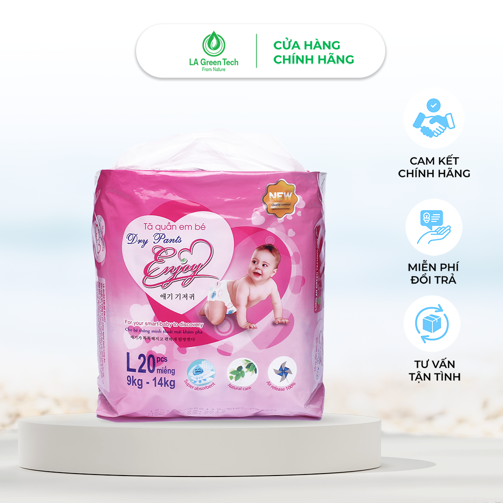 Bỉm tã quần em bé ENJOY Gói Trung Cao Cấp nhiều size cho bé từ 4-25kg, mềm mại, thấm hút, chuẩn chất lượng Châu Âu