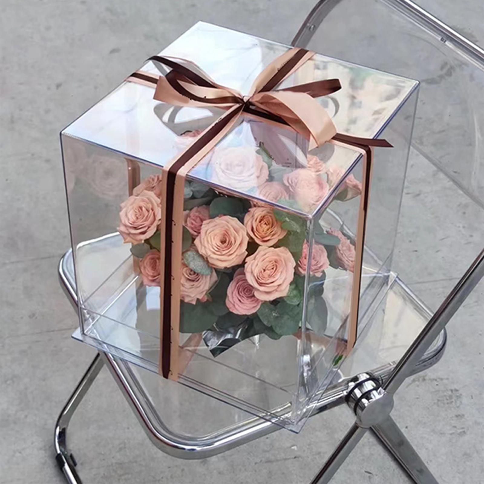 Acrylic Flower Box Wedding , Rose Floral Box Empty