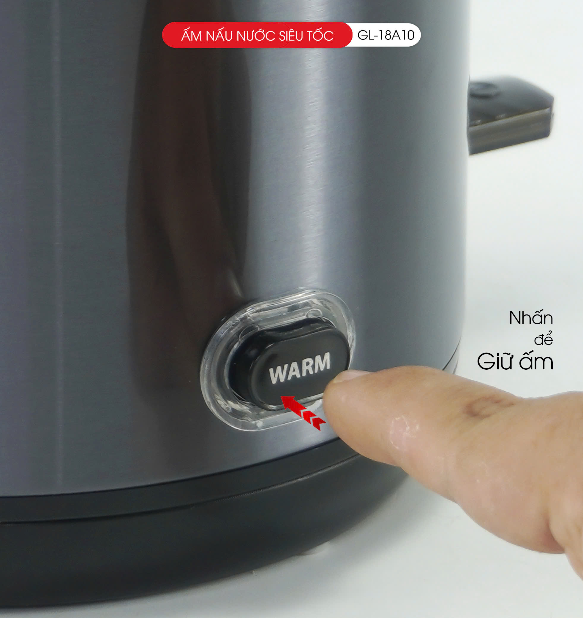 Ấm siêu tốc Gali GL-18A10 dung tích 2.2 Lít. Thiết kế 2 lớp chống nóng, giữ ấm . Hàng chính hãng, bảo hành 24 tháng