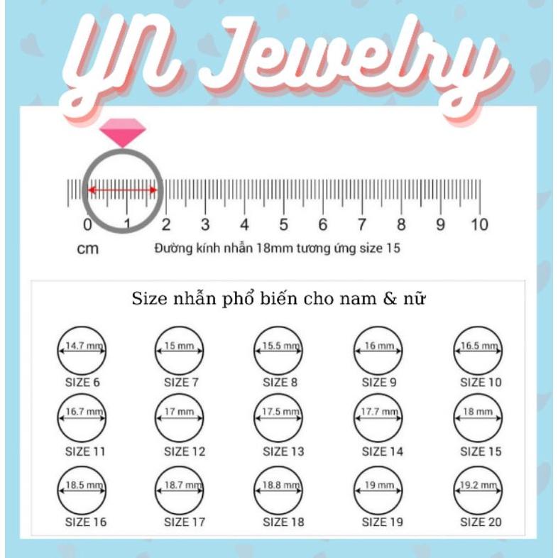 Nhẫn bạc đôi đính đá cao cấp YN JEWELRY