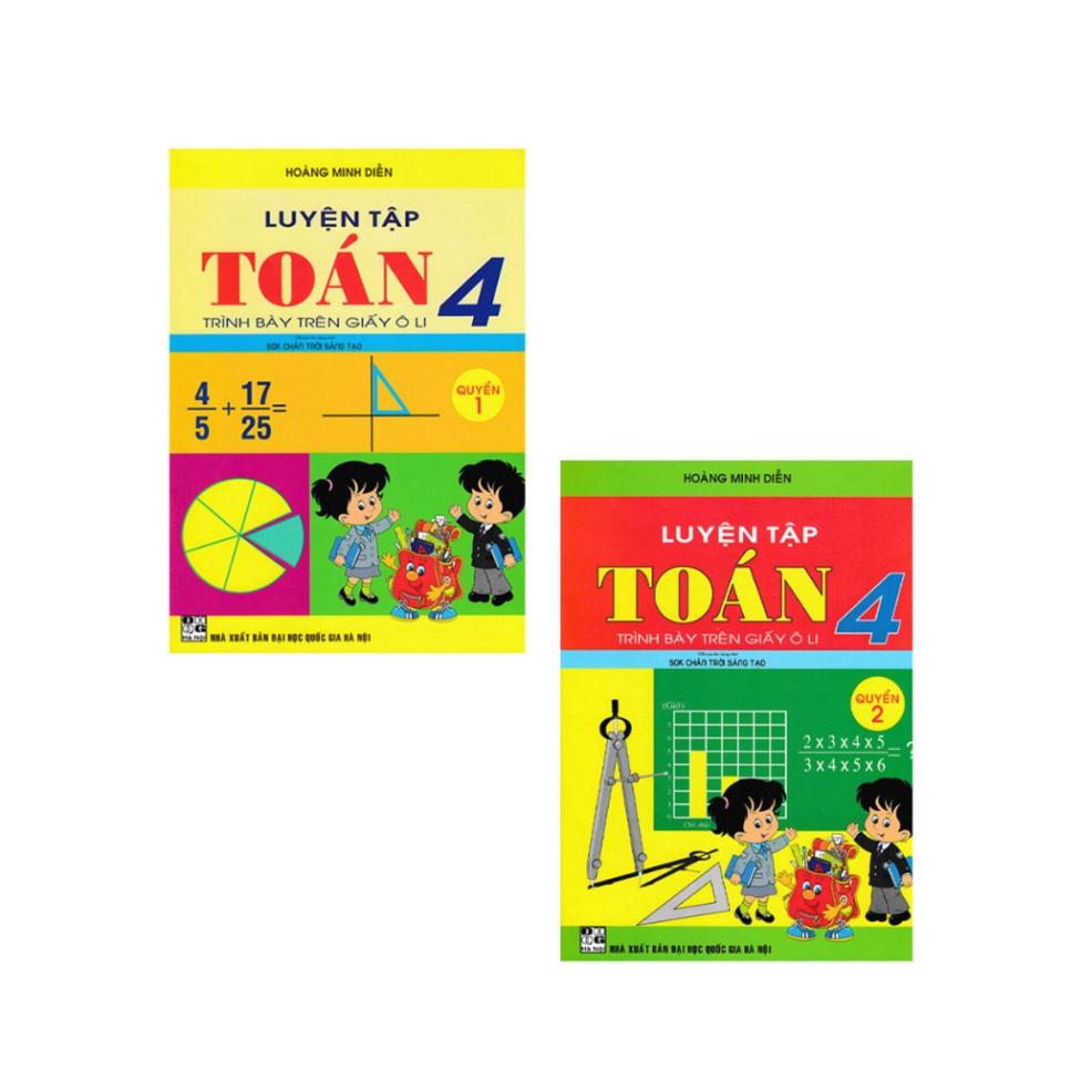Sách - Combo Luyện Tập Toán 4 Quyển 1 + 2 Trình Bày Trên Giấy Ô Li HA-MK