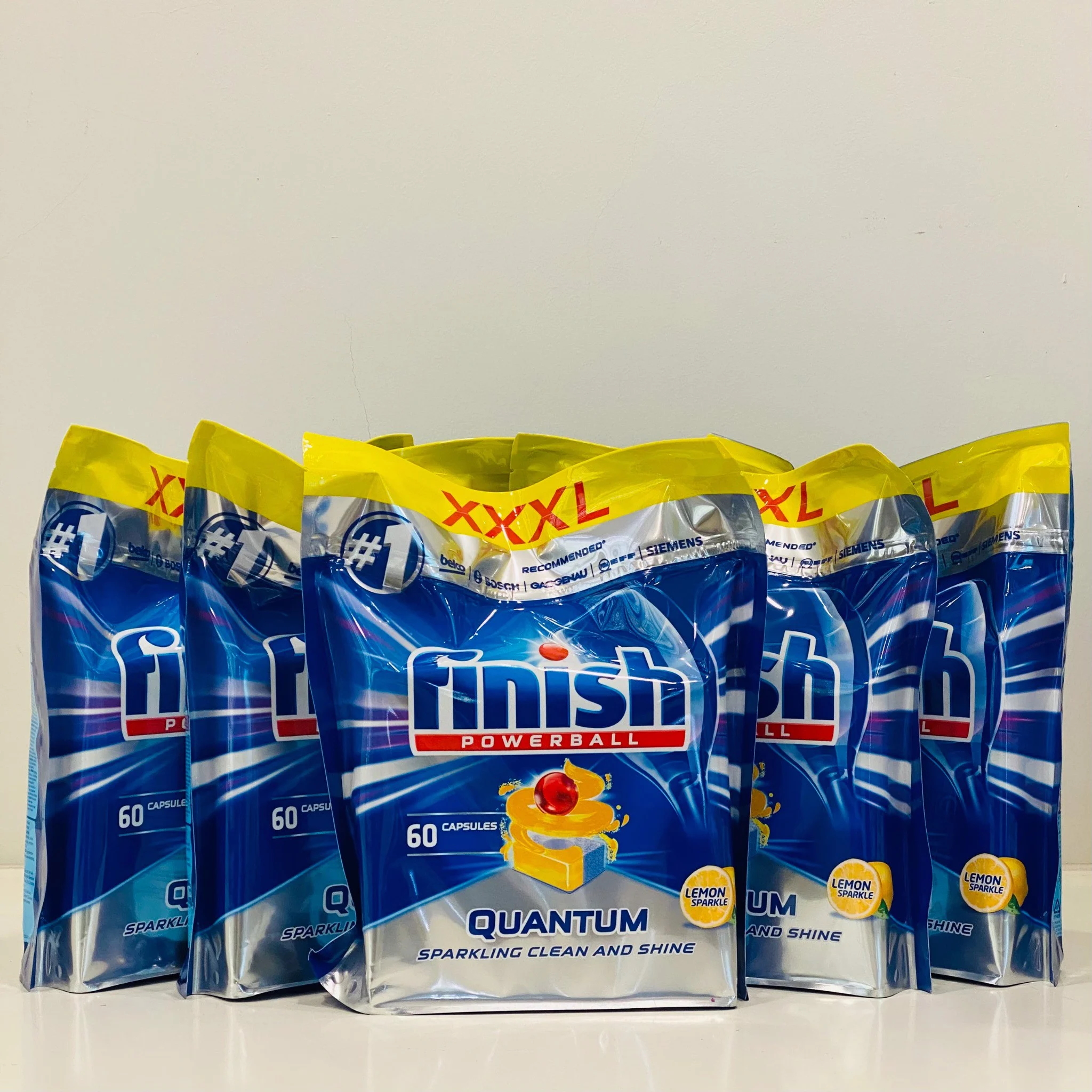Túi 60 viên rửa chén Finish Quantum Dishwasher Tablets Lemon - hương chanh haoimart 01