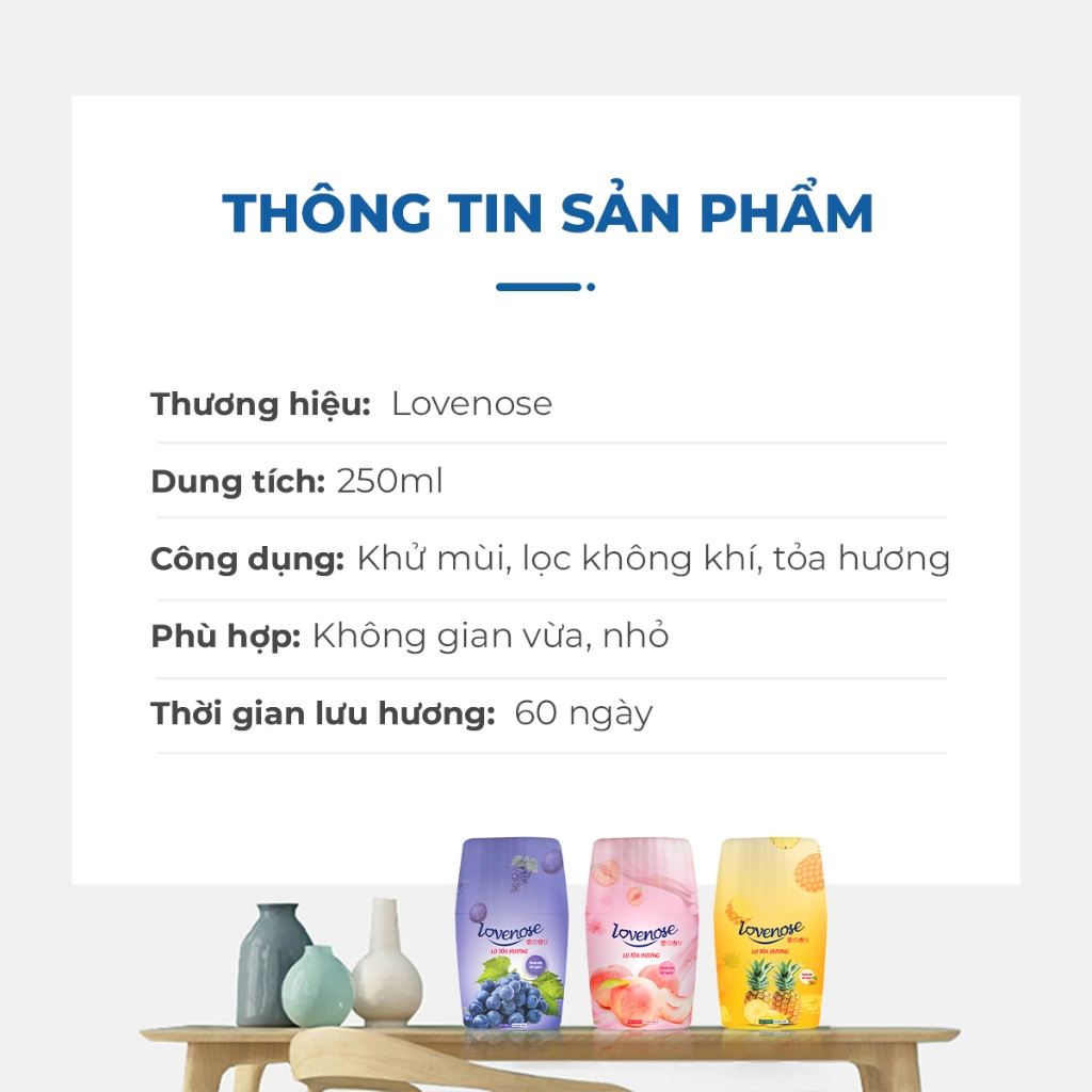 Lọ tỏa hương Ximo Lovenose hương thơm tự nhiên dễ chịu khử mùi thơm phòng 60 ngày - Dung tích 250ml