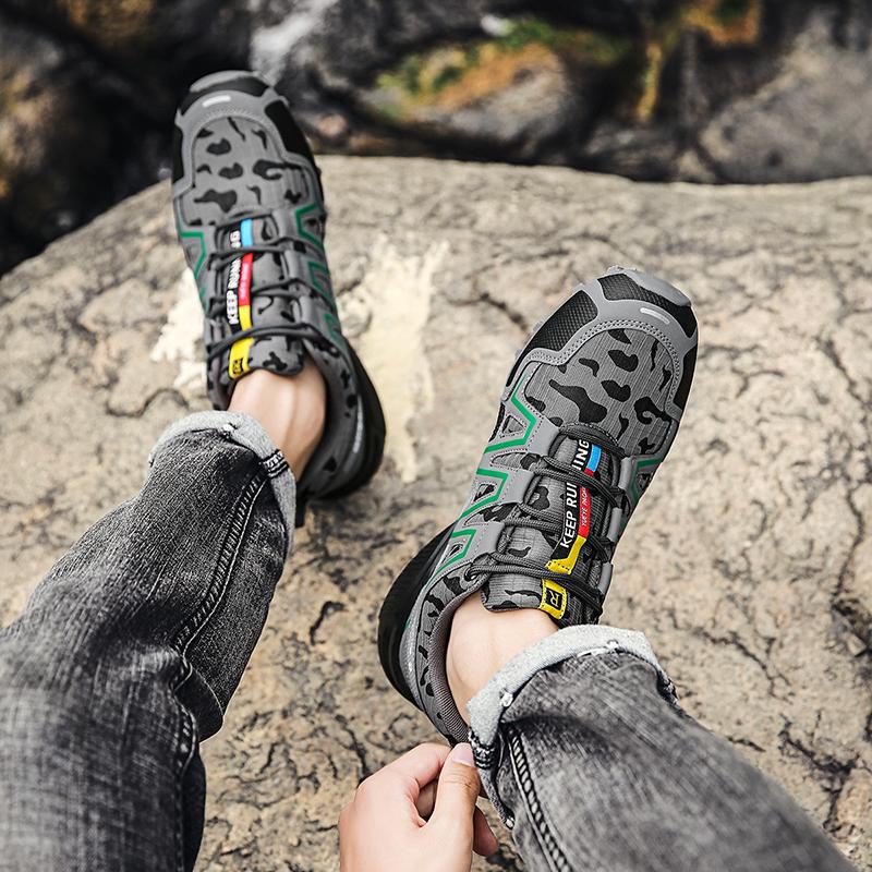 Giày chạy bộ ngoài đường nam, giày đi bộ du lịch ngoài trời, giày đi bộ đường dài, thoáng khí Color: 905-grey Shoe Size: 46