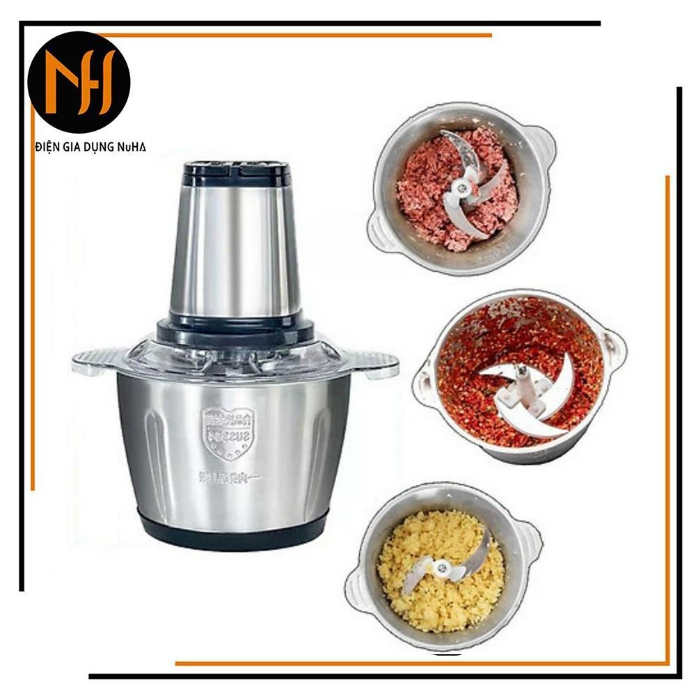 Máy Xay Thịt Cối Inox 2L, Công Suất 300W, Xay Tỏi Ớt, Rau Củ... Xay Đa Năng Tiện Lợi Nhỏ Gọn - Hàng Chất Lượng