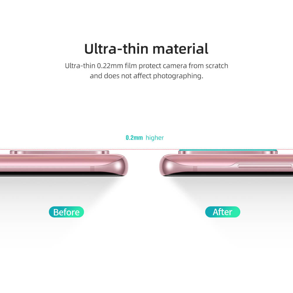 Bộ 2 Miếng dán kính cường lực camera Samsung Galaxy S20 mỏng 0.22mm hiệu Nillkin InvisiFilm độ cứng 9H chống vân tay không ảnh hưởng chất lượng ảnh chụp - Hàng nhập khẩu