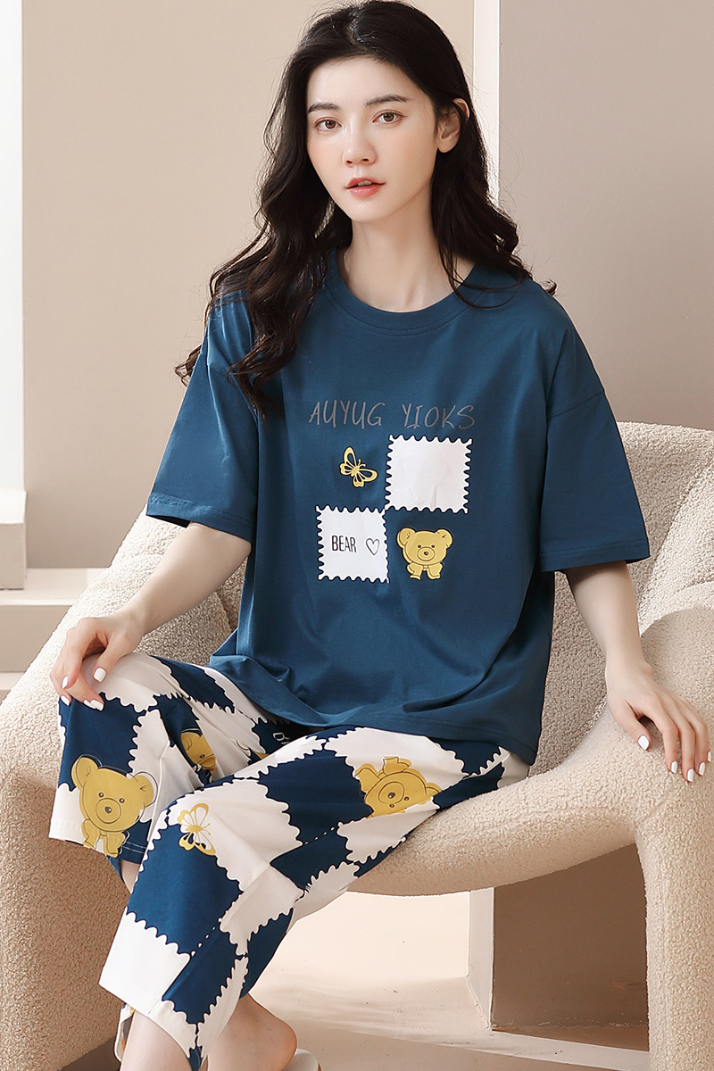 Bộ mặc nhà cotton tay ngắn quần lỡ 6113