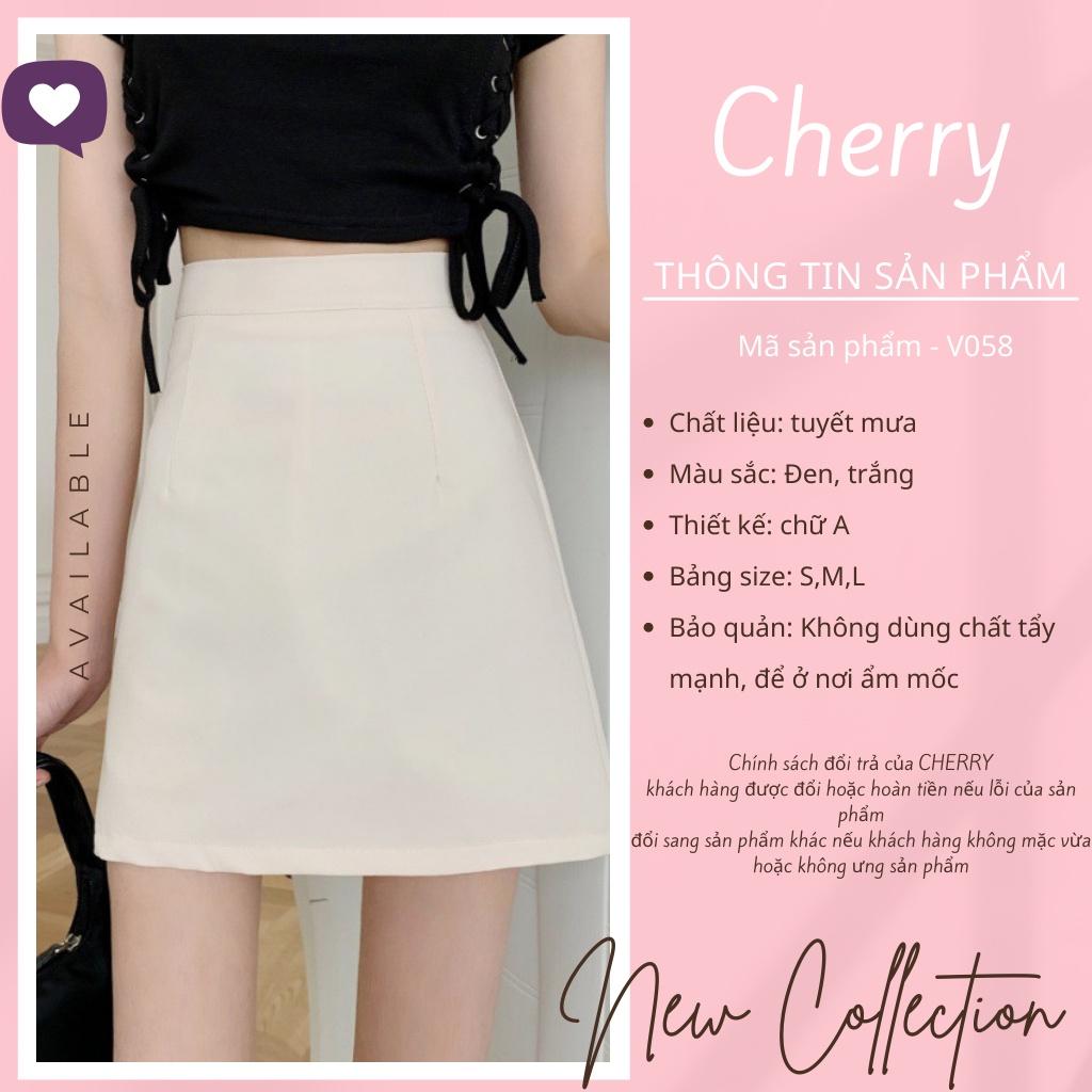 Chân váy chữ A ngắn lưng cao phong cách công sở có lót trong, váy công sở ngắn dáng chữ A trẻ trung CHERRY STORE V058