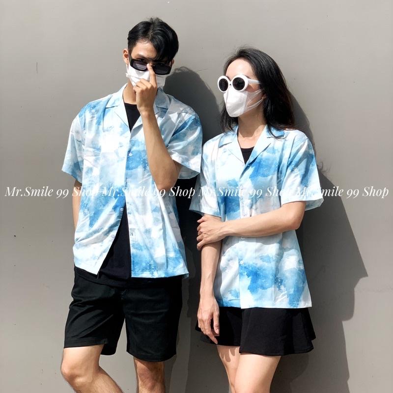 Áo Sơ Mi Nam Nữ Unisex tay ngắn Họa Tiết Loang Màu , chất Lụa Gân dày đẹp, hàng Thiết Kế Mr.Smile 99 Shop