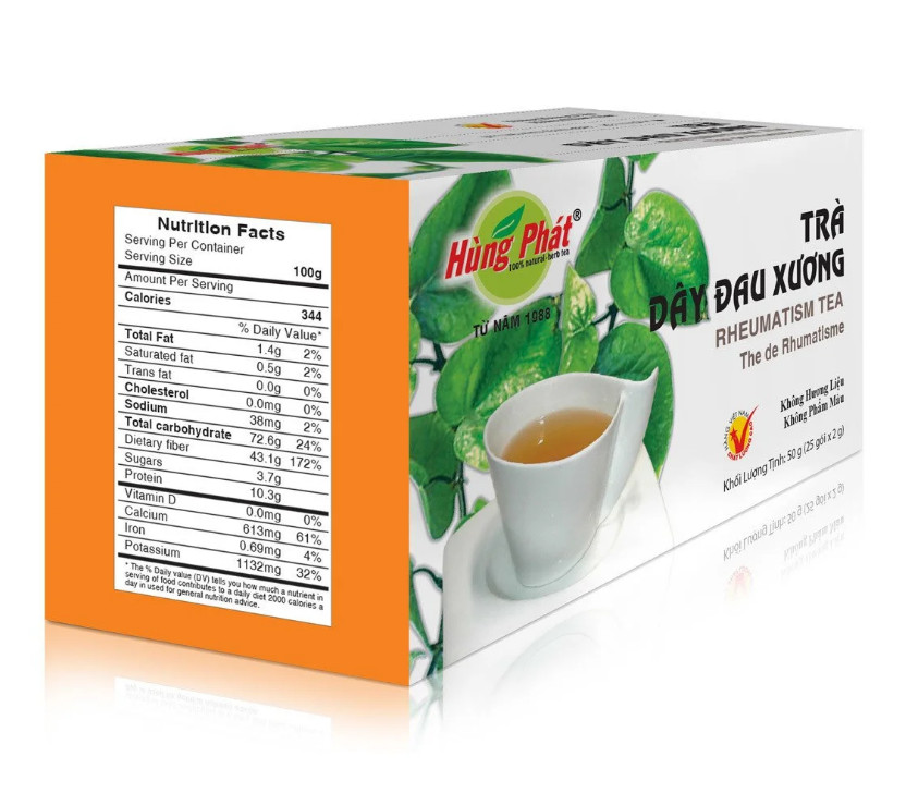 Trà Dây Đau Xương Hộp 25 Gói - Rheumatism Tea - Thương hiệu Hùng Phát