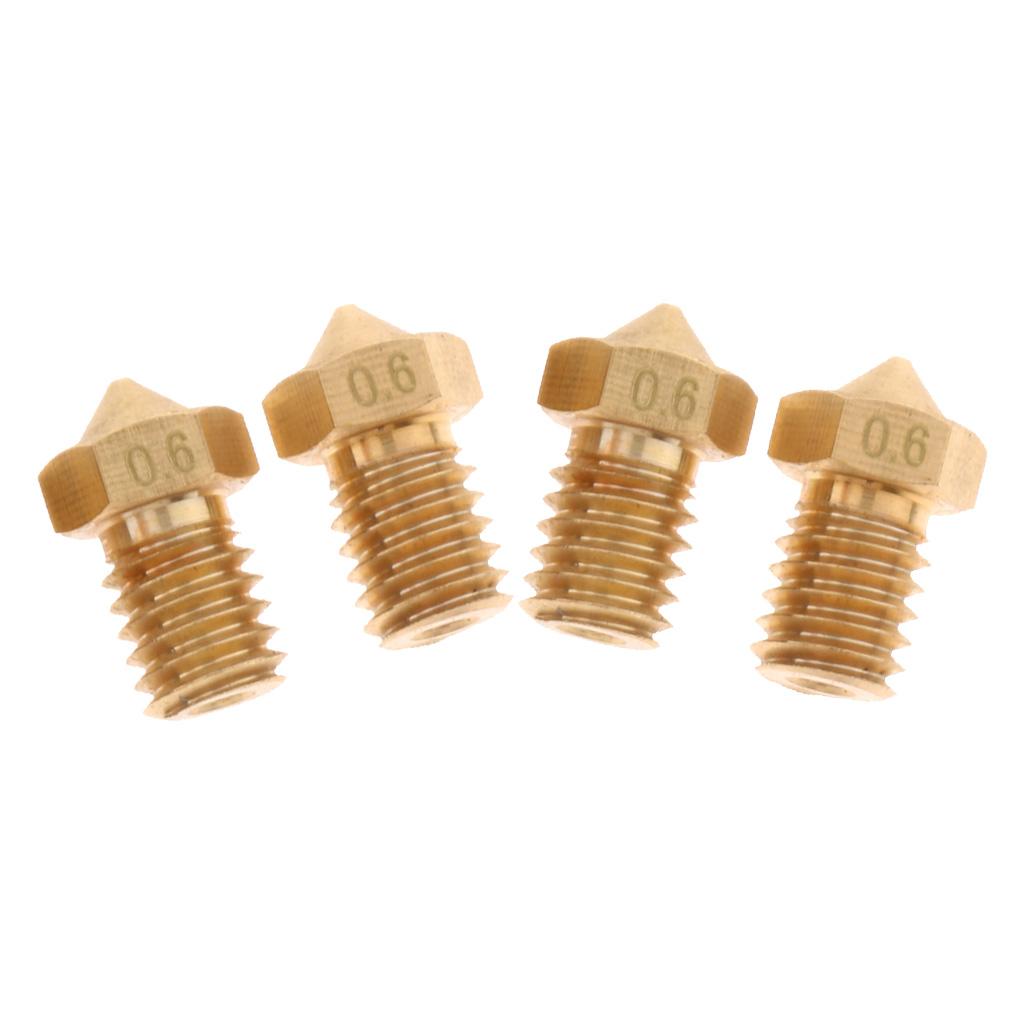 4Pcs 0.6mm 3D Printer Extruder Nozzle Printhead Brass Copper For 1.75mm Filament