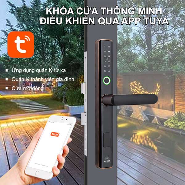 Khóa điện tử thông minh khóa vân tay cửa nhôm PASINI PS01AB35 (Đen) PS02AS35 (Bạc) cho cửa nhôm xingfa, sắt, inox