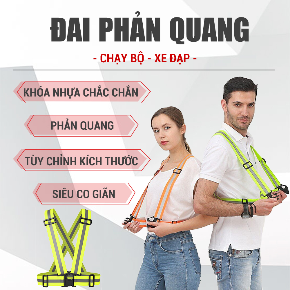 Dây đai phản quang chạy bộ, đạp xe co giãn 4 chiều GoodFit GF04RA