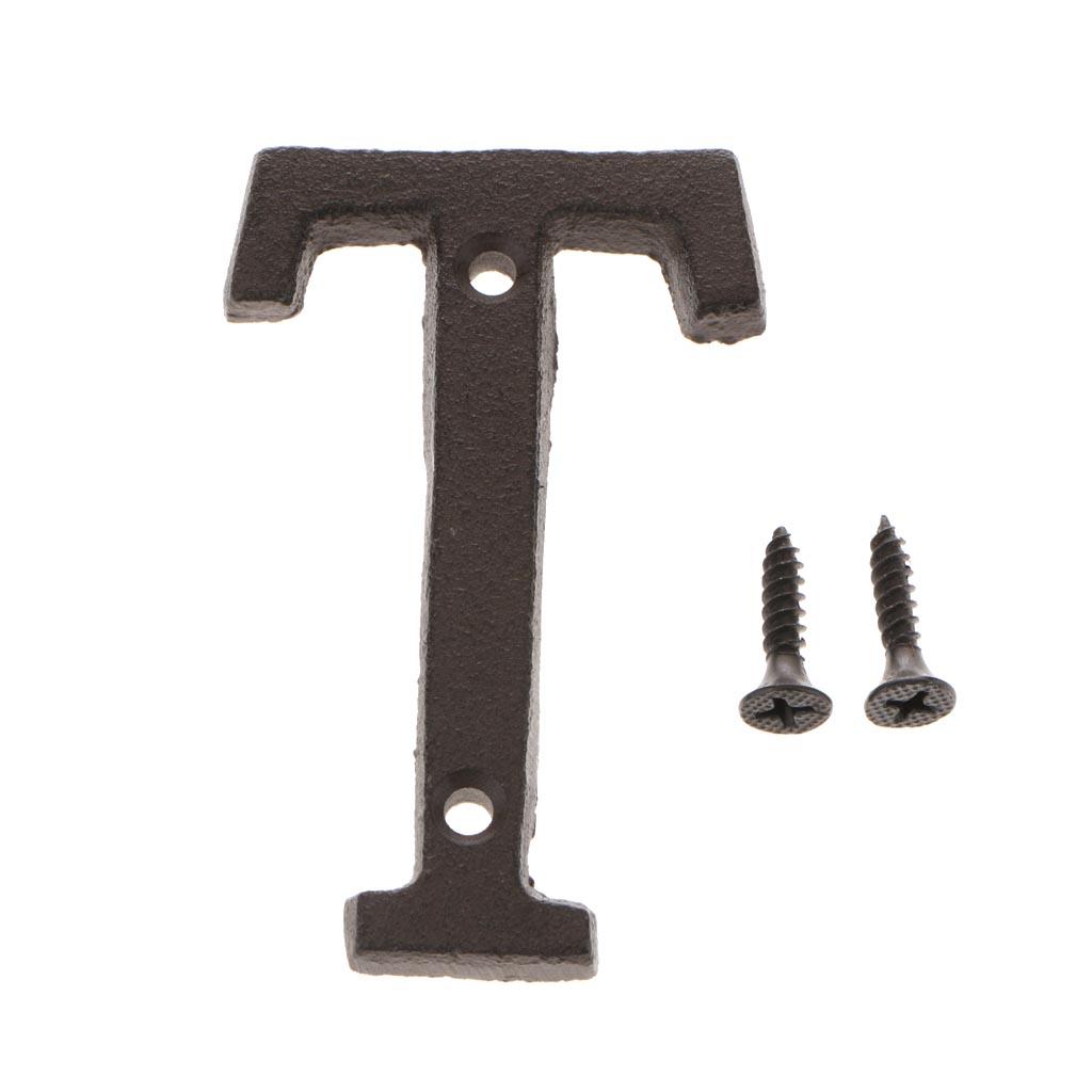 2Pcs Letter T & O Rustic Cast Iron Home House Letter Black Easy Install