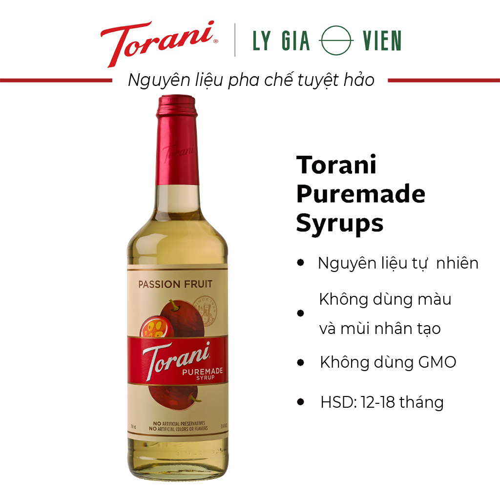 Siro Pha Chế Vị Chanh Dây Torani Puremade Passion Fruit Syrup 750ml Mỹ