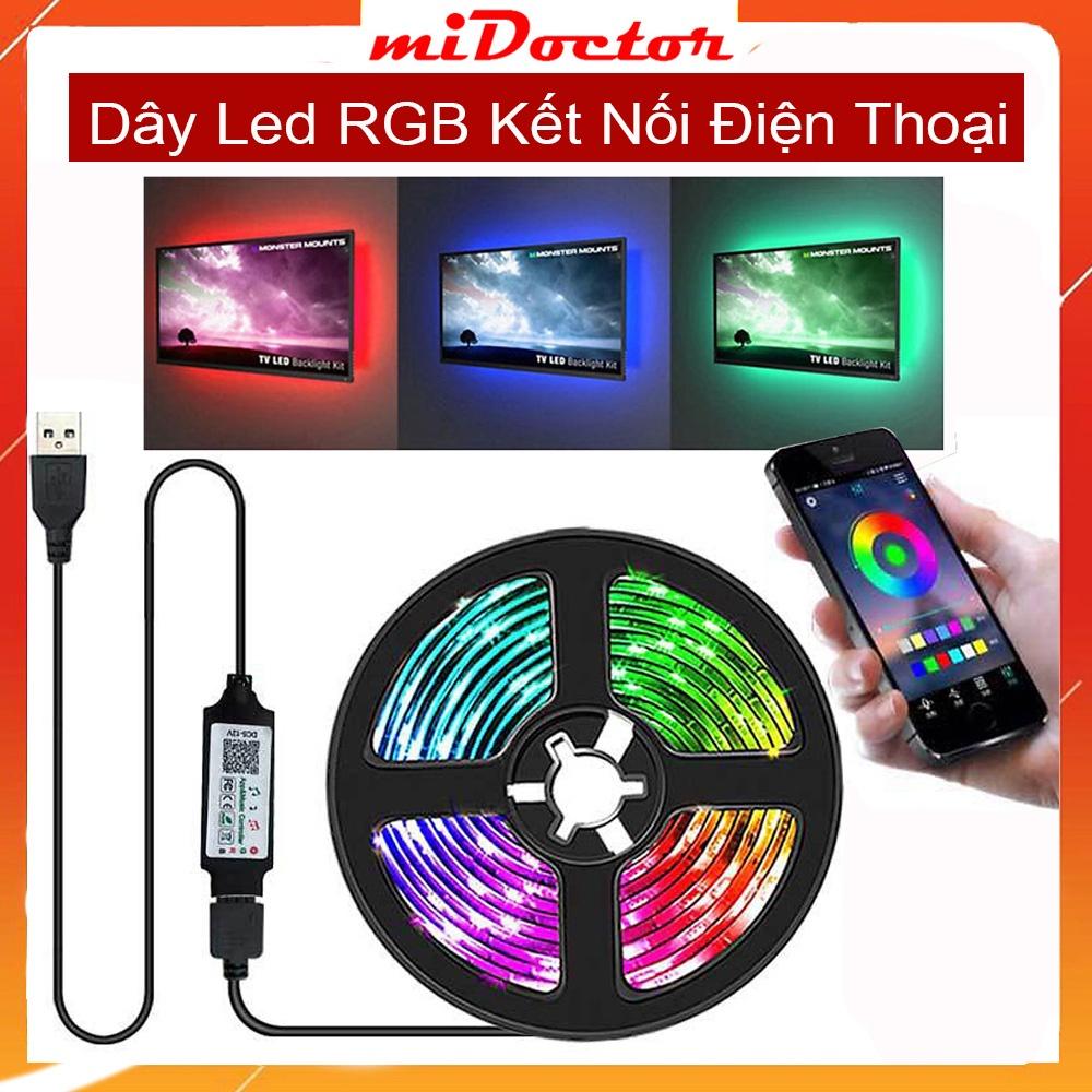 Hình ảnh Cuộn Dây 5m Đèn LED Tiktok RGB 5050 Strip Light miDoctor mi02, Trang Trí Phòng, Bàn Máy Tính, Kết Nối Điện Thoại