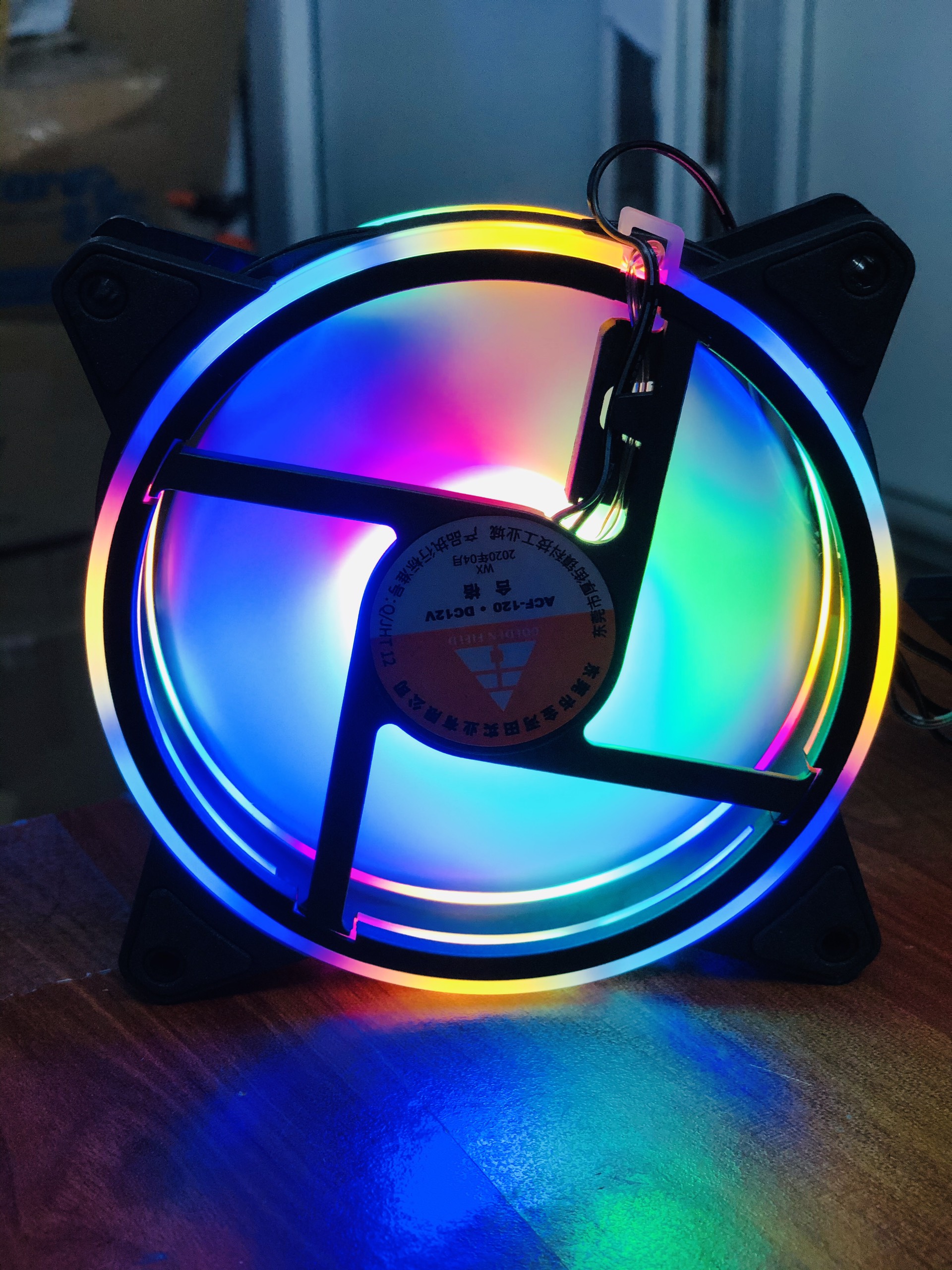 Quạt tản nhiệt, Fan Case Led Golden Field  Ring+inner RGB (FIX) - S01   RGB cao cấp , các mầu cố định hiệu ứng _ Hàng chính hãng	