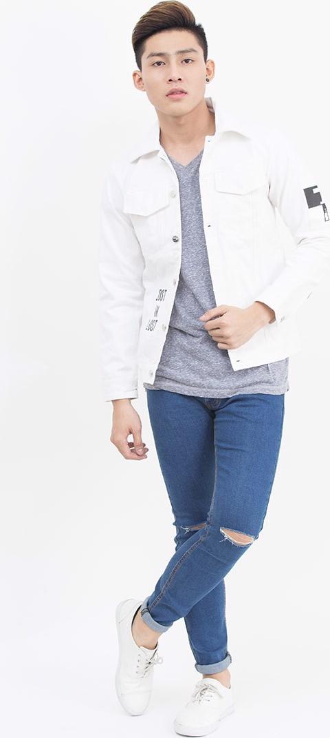 Quần jeans Nam rách gối QJ107 Rách gỗi anh