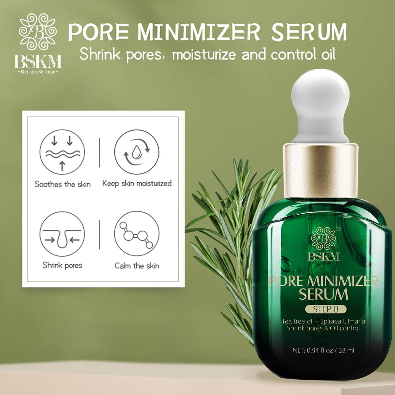 BSKM Pore Minimizer Serum 28ml Thu Nhỏ Lỗ Chân Lông Kiểm Soát Dầu Nhẹ Nhàng Và Dưỡng Ẩm Dầu Cây Trà Tinh Chất Chăm Sóc Da Mặt