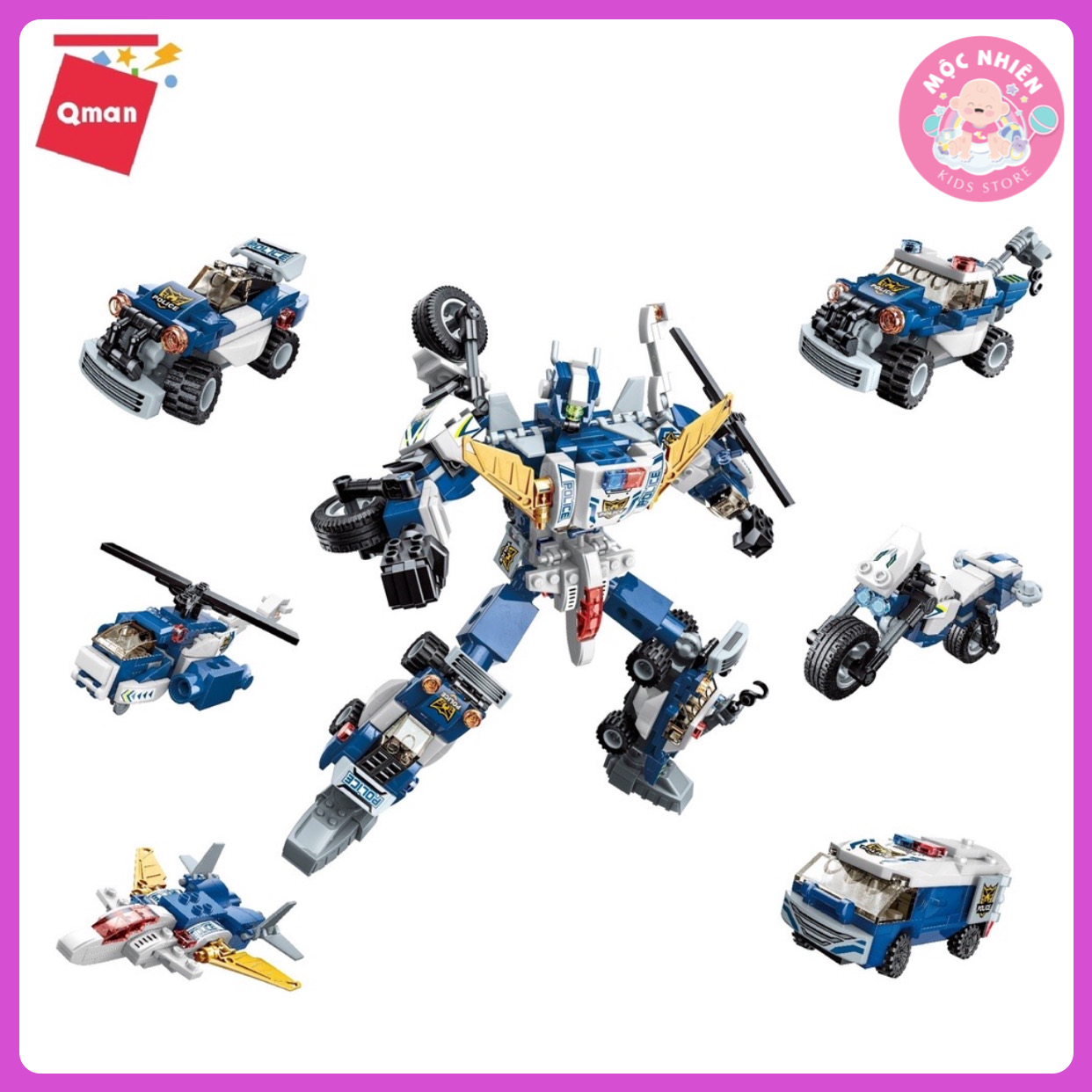 Đồ Chơi Xếp Hình Lắp Ráp Qman 41104 - Cảnh sát biến hình Dành Cho Các Bé Trên 6 Tuổi