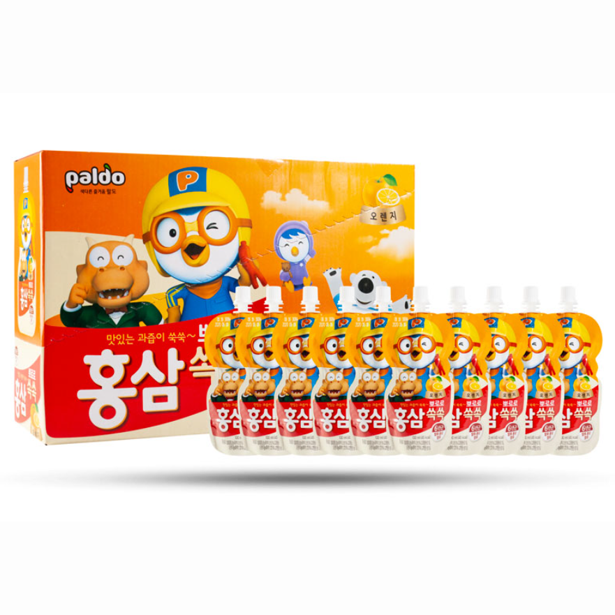 Thùng 40 Túi Nước Hồng Sâm Pororo Vị Cam 100ml